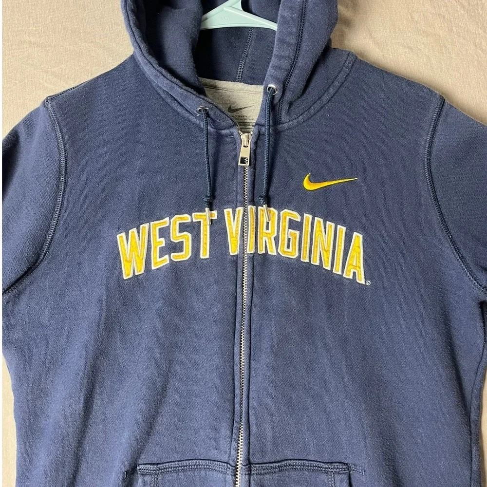 West Virginia Nike Hoodie Women Large Navy Full Zip NCAA Football EUC